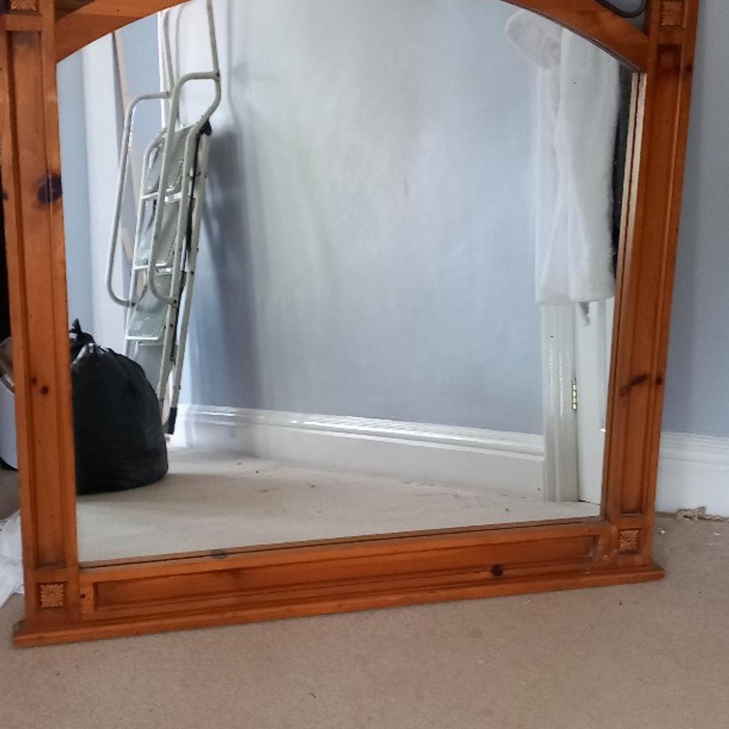 Large pine mirror, could be used in a hall, as an over mantle or in the bedroom.