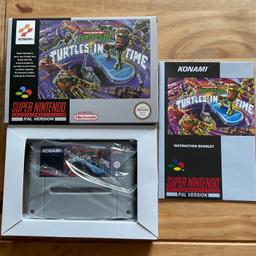 Turtles IV: Turtles in Time for Super Nintendo, this is a high quality reproduction.