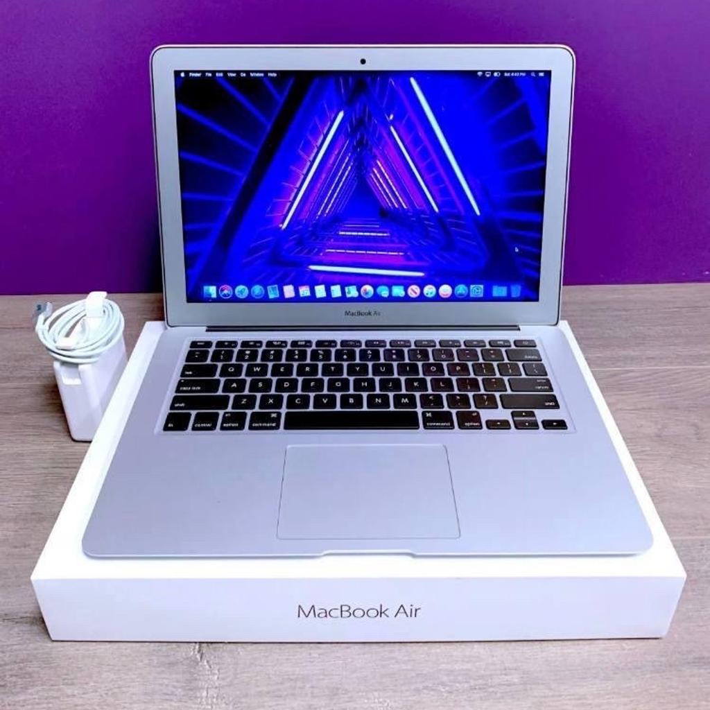 Immaculate condition MacBook Air 2017 MacOS Monterey OSX intel i5 8gb Ram 256Gb SSD super Fast.

120Days Warranty so buy with confidence.

Like New Grade A Excellent battery life.

Fully updated to latest 2022 version OSX ready to use.
Great for uni uni work, school Teams, Zoom etc.

Super lightweight easy to carry anywhere.

macOS Monterey 2022

Backlight keyboard
Camera & Mic Built-in

Intel i5
8GB Ram
256GB SSD Lightning Fast
Intel HD Graphics 6000
Great for design work etc

Wi-Fi and Bluetooth 4.2
USB ports
Memory card Slot

Genuine Magnetic Apple Adapter See less See less