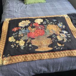 Handmade tapestry from Bruges.was used as a hanging behind a double bed .