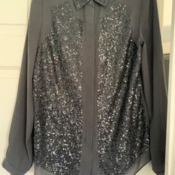 Next size 10 grey sequinned blouse