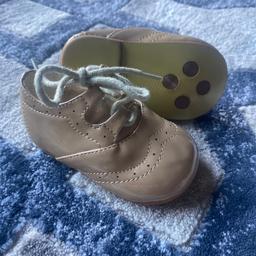 Spanish beige shoes hard sole Worn in pram only for a occasion  unisex