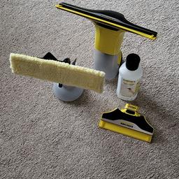 New, used once but unsuitable for elderly parents.

Two interchangeable blades.
Spray bottle with microfibre cloth
500ml Karcher concentrate window cleaner.

New model with 100mins run time.