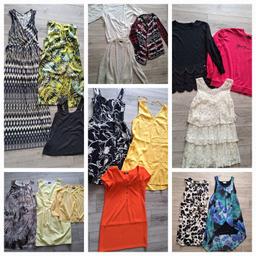 Ladies size 10 clothes bundle. 

Mostly branded Wallis items. 

1 x Maxi dress 
1 x Green floral knee length dress
1 x Black vest top 
1 x Floral knee length dress 
1 x Yellow flower dress 
1 x Yellow Cardigan 
1 x Black and white dress 
1 x Yellow dress 
1 x orange dress
1 x White Cardigan 
1 x aztec Cardigan 
1 x Grey fluffy Cardigan 
1 x Black jumper 
1 x Pink sweat jumper 
1 x White dress
1 x animal print dress 
1 x Blue flow summer top. 

All In good used condition.

From a smoke and pet free home 

£15
