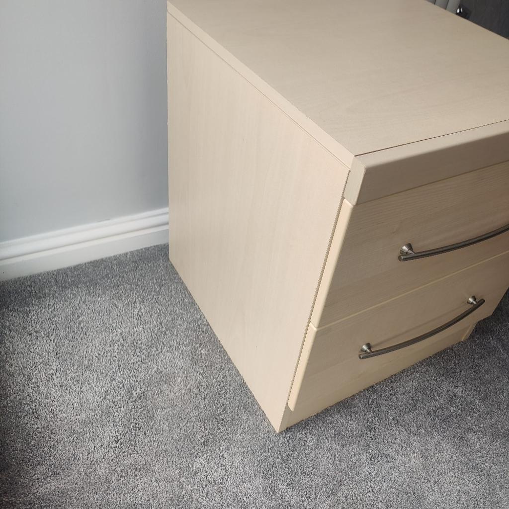 Bedside Cabinet / Chest of Drawers

Light Beech in colour

In GOOD condition - there are a few light marks here and there but nothing major

Approx dimensions:
Height 52cm
Width 45cm
Depth 46cm

Collection ONLY from Stalybridge, Greater Manchester (SK15 postcode area)

Please pay in cash on collection.
No other payment methods accepted.