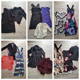Ladies size 12 clothes bundle. 

Mostly branded Roman 

1 x Black dress with zips
1 x Black lace Cardigan 
1 x Black skater dress
1 x Purple dress
1 x White Lace Cardigan (new with tags)
1 x Black & white dress
1 x Purple Floral maxi dress
1 x Black floral Cardigan 
1 x orange lace Cardigan 
1 x multi colour maxi dress 
1 x Black coat 
1 x fluffy Cardigan 
1 x orange floral maxi dress
1 x Black floral dress
1 x Black blazer 

All in good used condition 

From a smoke and pet free home 

£15