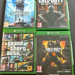 Xbox One Spiele
Setprei: 50€
Einzelpreis:15€
Star Wars Battlefront
Grand Theft Auto 5 (GTA5)
Call of Duty Black Ops 3
Call of Duty Black Ops 4