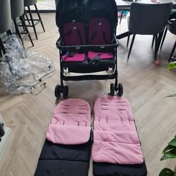 joie double buggy. comes with rain cover and additional liners and foot Muffs. collection only.