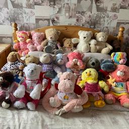 17 build a bear Teddies 
Lots with clothes on 
Plus 2 teddies 
Smoke free home 
Been in loft 
Need a good home