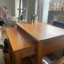 BELOVED OAK DESK which has been in ownership for over a decade!

It has a fair amount of ware and tear, but the pull-put extension works perfectly.

Various scrapings and marks. Price discounted as a result. Additional desk organiser included.

COLLECTION CAMDEN HIGH STREET