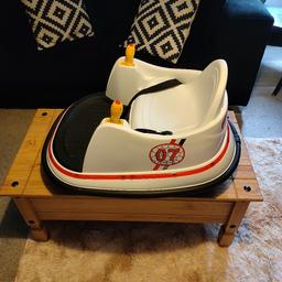 like new never used 
no original boxing 
this electric bumper car is 12v 
comes with charger 
it has lights and music 
seatbelt as seen in picture

I bought this Christmas just gone and my daughter has always been scared of it. I have kept it for these 5 months in hope she would overcome this fear unfortunately not so this is the reason for selling but sad to see it go