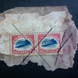 Altes Briefstück mit ,,Inverted Jenny" Parr mit Eckrand - ungeprüft