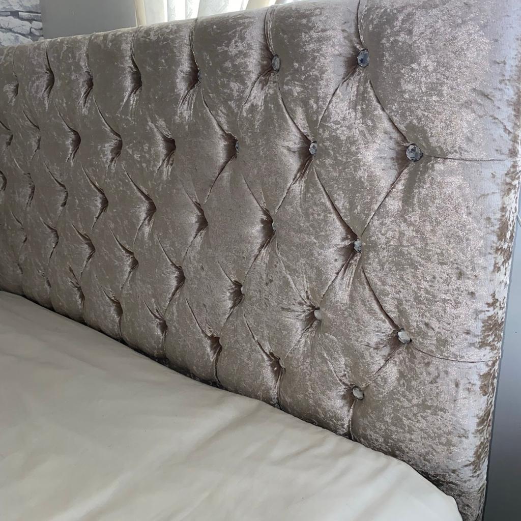 Champagne double bed. Excellent condition. 6 months old very strong. quick sale £100. Pick up only Liverpool great homer street. I will dis mantel it before collection