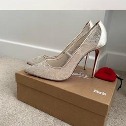 Beautiful cream sheer lace heels by Christian Louboutin. 
Worn once so minor marks to soles and heels 
Size 8 uk 
Complete with box 
Originally Cost over 500.00