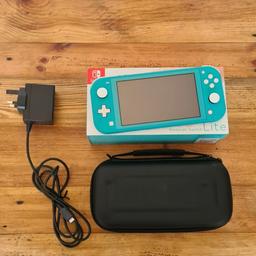 switch lite . comes with original box and a sturdy case where's it's been since purchase. has og power supply but the wires been nibbled by a puppie . works fine though and it uses any usb c charger. comes with game builder garage and super Mario maker 2 . both games also boxed. will be reset . £90 ovno