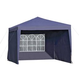 Brand new

With three full-length side panels and a pyramid roof, this navy gazebo will shelter your garden from wind and rain, creating the perfect spot for a picnic lunch or kids play area. Steel poles reinforce the fabric panels and guy ropes can be fixed to the ground for extra stability. With pop-up assembly, the structure is easy to install and dismantle. Lightweight and easy to transport to campsites or car boot sales. Showerproof, do not erect in windy conditions.

Must be secured to the ground before use using guy ropes and pegs. Most suitable for use on grass but can be secured to decking using appropriate screws (not supplied). Not suitable for securing to paved surfaces.

• Made from metal
• Frame made from steel
• Polyester coating
• Size H255, W300, D300cm
• Weight 17kg
• Pop up gazebo for easy assembly
• Includes guy ropes, pegs, storage bag, side panels, plastic connectors
• Not to be used in high winds
• 3 side panels included
Collection from B20 Perry Barr Area only