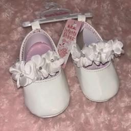 Frilly baby shoes white size is 3-6 months brand new with original tags
