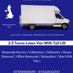 ➡️ About us:
We are a proffesional man with a van service covering all areas in the UK, 24/7.
Our aim is to provide the best customer service and give our customers the real value of money.
✅ 24/7  [Monday-Sunday]
✅ One man or 2 man available 
✅ Covers all in UK
✅ Single item to full loads
➡️ Our Services:
⭐ Man With Van 
⭐ Single item collections
⭐ Full house removals
⭐ Office Removals
⭐ Flat Removals 
⭐ Large item removals 
⭐ Student moves 
⭐ Collection removals:[Ikea, Costco, Gumtree, Shock, EBay etc.]
➡️ Payment:
✅ We accept all payments 
💷 Cash
💳 Debit/Credit Card Contactless 
🏦 Bank Transfer
➡️ Contact us:
📞 07 55 40 90 839
📞 019 22 632 347
⭐ manwithvans.com
⭐ Mbremoval19@gmail.com