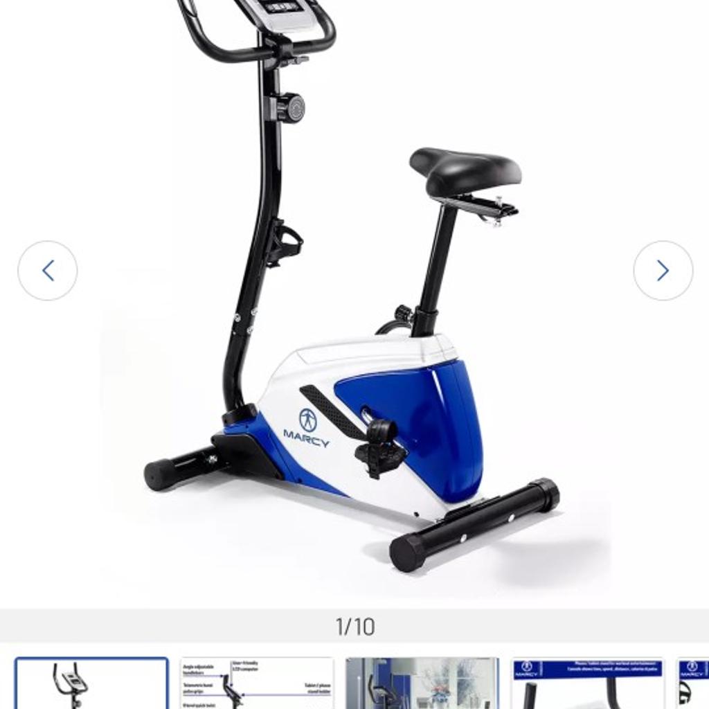 phone or tablet on the flip-out stand and watch your workout zoom by.

Manual resistance system.

Hand grip pulse sensor.

Programmes include: manual.

Console feedback including: time, speed (km), distance (km), calories (kcal), pulse rate.

8 level tension control.

4kg flywheel.

Pedal straps.

Adjustable seat.

Maximum user weight 110kg (17st 5lb).

was £300 New