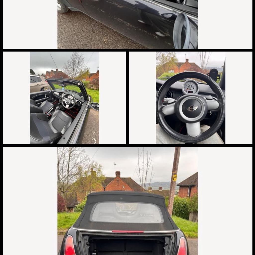 **PRICE CAN BE NEGOTIATED**ULEZ FREE. Done MOT and also done additional repairs and features to this mini eg whole new exhaust. This can all be sent through. This is a really rare 2007 mini with both convertible top and an automatic transmission. Looking to sell because I'm moving abroad and cannot keep this amazing mini. Some features: Sport Mode, Built in Microphone, New Pioneer Bluetooth Radio. Obviously with this mini's age comes some wear and tear. Left seat is torn open about 7cm but can be easily sowed together. Some scratches on the back of the mini and on the left mirror. Apart from that this mini is honestly a really good price and Car. Enjoy Summer! Next MOT due 04/03/2025, Full service history, Black, 4 owners, £3,475

Vehicle registered: 23/02/2007
