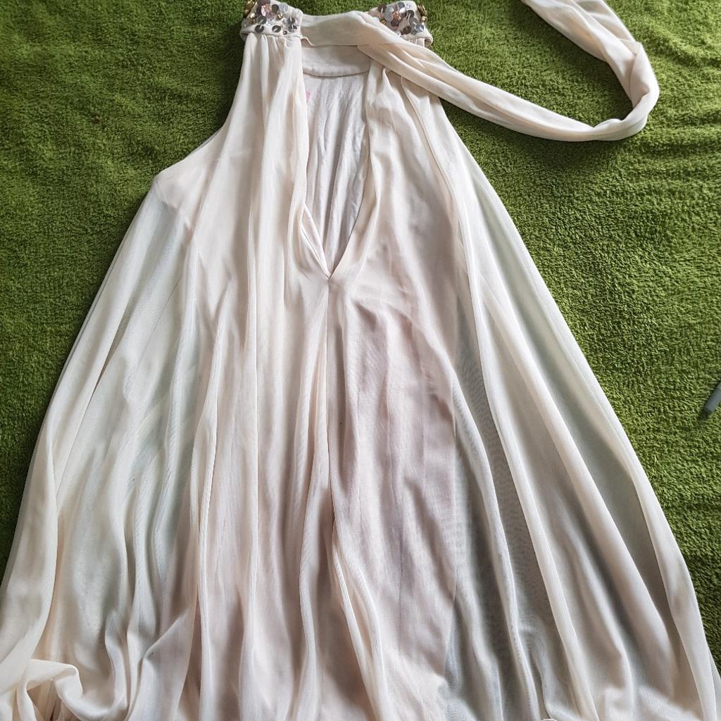 LIPSY LIMITED CREAM SEQUIN DRESS SIZE 8 DRESS IS DOUBLE LAYERED AS SEEN IN PHOTO