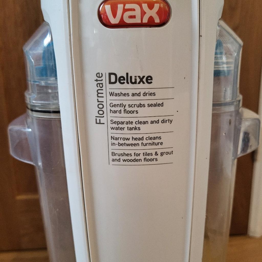Wet and dry floor cleaner. Washes with rotating brushes with clean water from detergent / water tank whilst drying floor and hoovering water into a dirty water tank. Scrubs floor then removes dirty water.
Has 2 removable brush heads for different floor types.
Good condition with little use.
Just didn't use it.