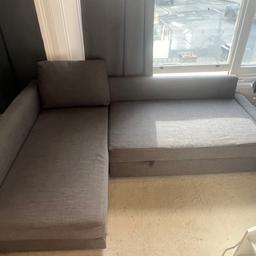 Ikea friheten grey sofa bed
Has storage underneath
Has wear and tear from my cat as seen on pictures.

Household of dog and cat (in case of allergies)

Price negotiable
Needs to go asap

Collection oy W10