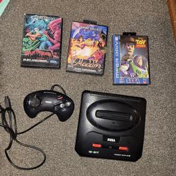saga mega drive 2 comes with leads 1 controller 3 games all tested and works fine cases on the games abit damaged but games work fine