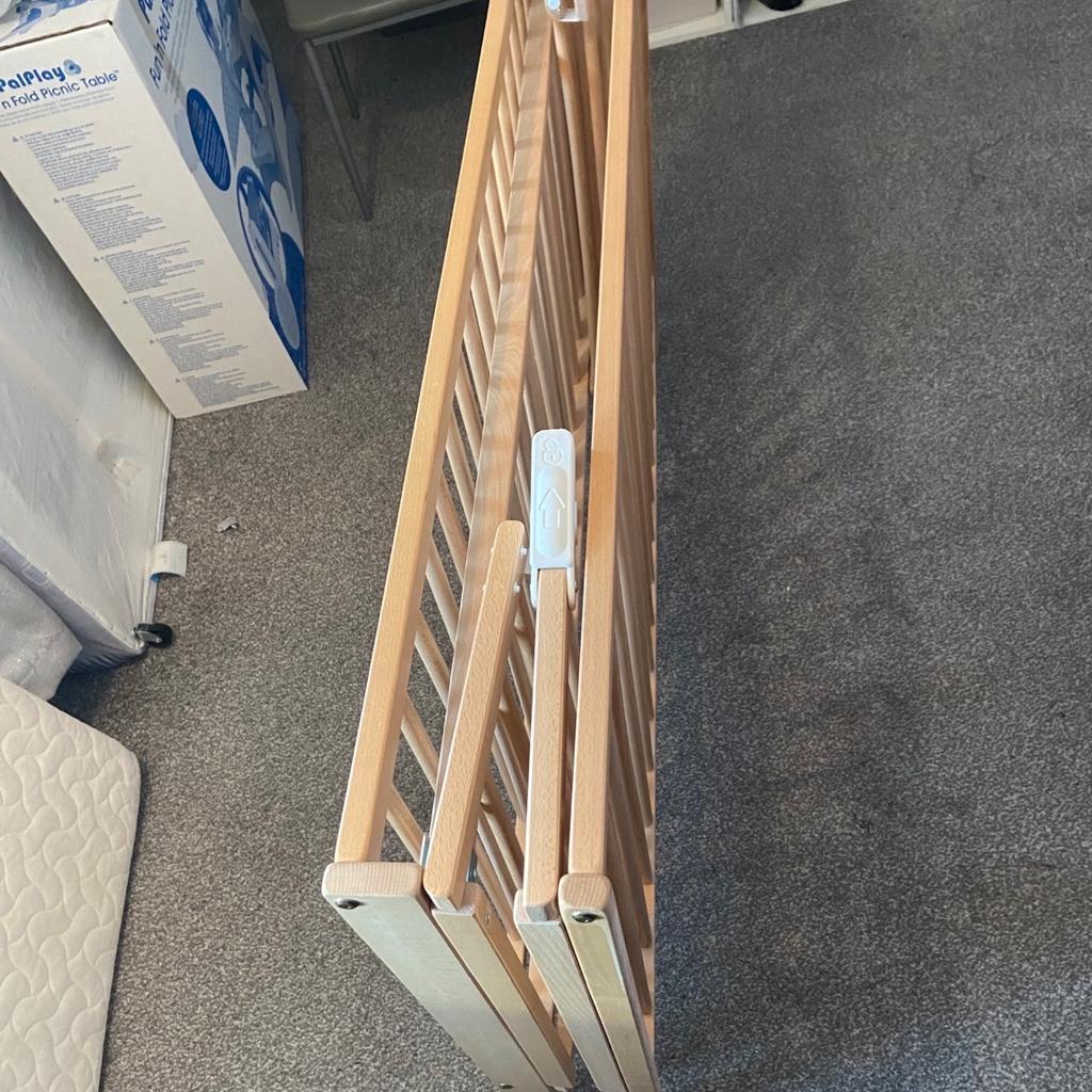 Folding cot with mattress. Used for my 2 children over the 7 years I have had it but still in very good condition, mattress has always had a protective cover on it so has no stains on it. Been in storage for 12 months now and won’t be using it anymore (won’t be having anymore children) so it’s time to pass on. Collection only as I don’t drive sorry. L14 area Liverpool
