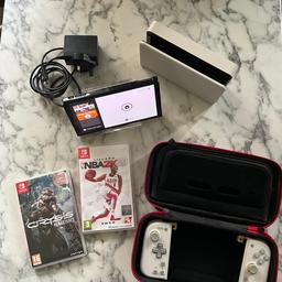Excellent console and controllers, wireless Vive Fox joy cons and Hori split pad controllers, tempered glass, protective cover, black case and games. All bought new but i have been too busy to use them