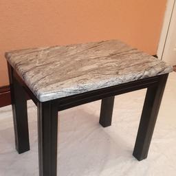 Side Table 

Solid Wood
Marble / Black Effect
Size H 55, W 60, D 40cm. 

Table will add a stunning industrial look to any living and dining area. A very stylish, modern product.