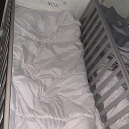 Obaby winnie the pooh cot bed white and grey, not used much good condition, has draw underneath for storage, adjustable three positions height, you can use as a toddler bed aswel, will be selling the silentnight memory foam soft mattress with it
Collection only bradford