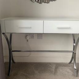 Dressing table/ console table 
Next white gloss with 2 drawers. 
Good condition. 2 tiny scratches on top. 
101cm width
40cm depth
79cm height 
Will need to be collected from Standish, Wigan