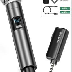 W30 Wireless Microphone,UHF Dynamic Handheld Microphone,Rechargeable Receiver with Volume Adjustment Button,for Karaoke,Singing,Family Party(200ft)