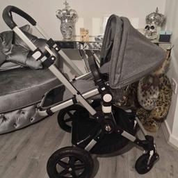 Bugaboo cam 3plus
In good condition
Will show some use due to being pre loved and not brand new
No rips
Parent and world facing
From birth +
In beautiful grey colour 😍

Comes with-
* seat unit
* carrycot
* bumper bar
* footmuff ( not bugaboo )
* raincover

Pick up South Shields