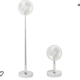 White portable standing fan, telescope down and filds away, comes with charger and remote. 4 speeds, very powerful. Selling as upgraded.

I also have a black one which was more expensive that I'm selling for £25