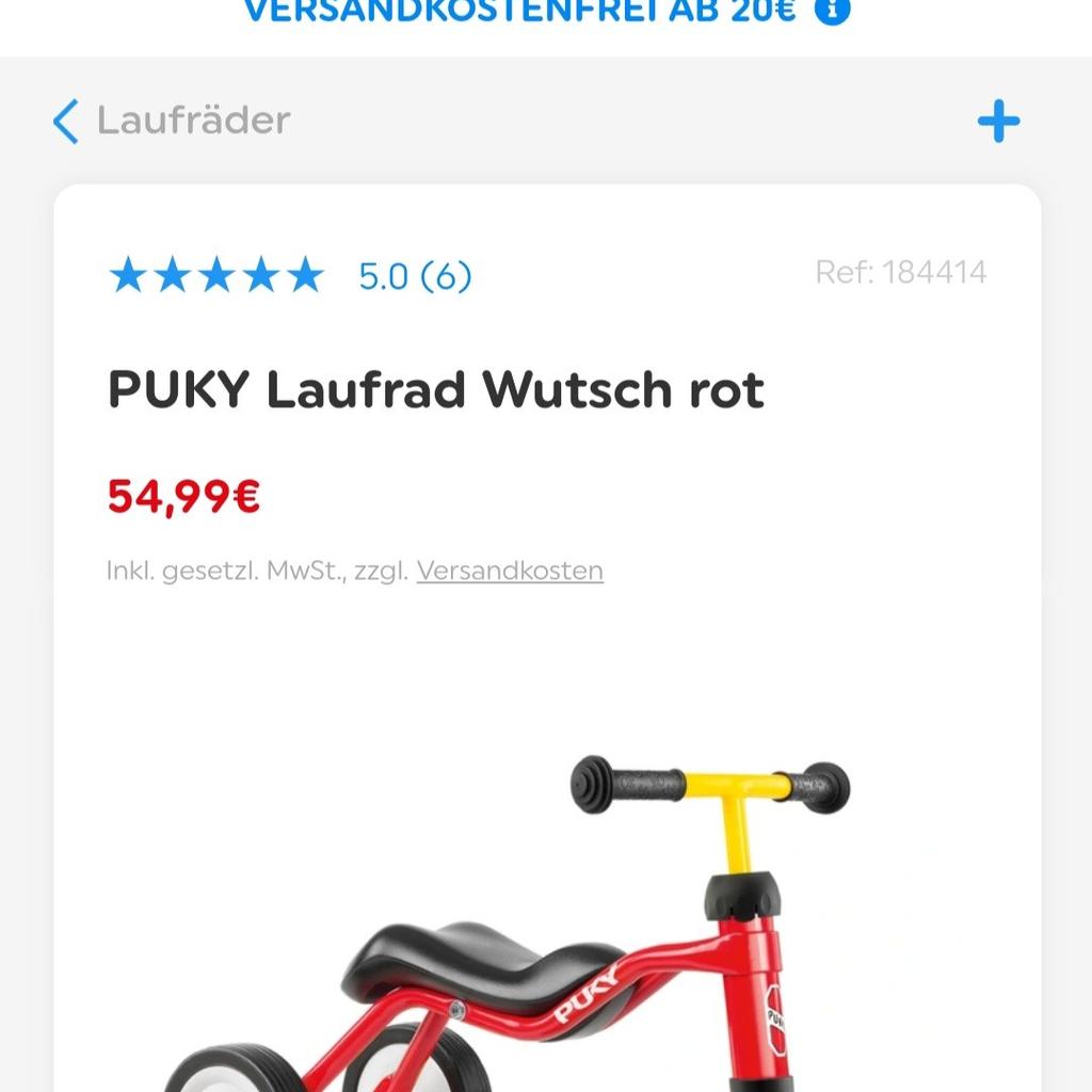 Erstes Laufrad Puky Wutsch zu verkaufen. Aktuelles Modell, sehr guter Zustand, darf aufgrund Umstieg auf ein größeres Laufrad weiterziehen. :)