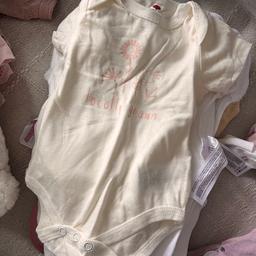 Absolutely HUGE bundle of baby girls clothes from newborn, 0-1,0-3,3-6 months 

Sleepsuits, vests, pretty dresses, outfits, hats, shoes, tights, snowsuits .. sleeping bags, muslin cloths and swaddle bags 

Next
Mamas & papas
Ted Baker 
F&F clothing 
Sainsbury’s
Matalan etc 

Honestly there is so much, complete starter for baby girl , some never worn or only worn once 😩
Could sell individually for a lot more but don’t have the time