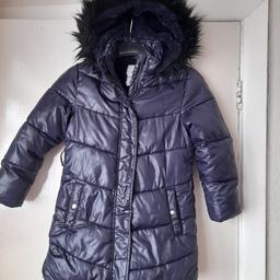 Faux fur lined coat with hood from George. Size age 6-7 yrs. All proceeds to Freddies Felines cat rescue.