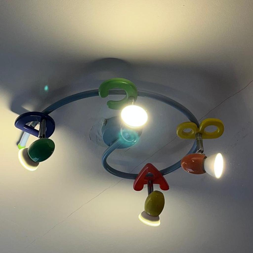Kids Bedroom Light
Has ABCD on the Light
Full Working order
Led Bulbs required
Each Light bulb swivels
Ideal for a low celing