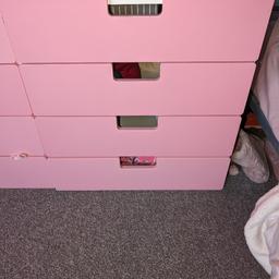 IKEA chest of drawers, pink and white. slight marks to the top as seen in photographs. Free.Collection only