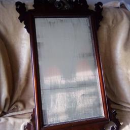 dark wood framed antique mirror. 35" X 15 1/2 " ( 89 x39cm. ) collect please from oxenhope Bradford 22