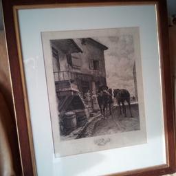 vintage framed picture of post horses.30" X 25" ( 76x 64cm). collect please from oxenhope Bradford 22