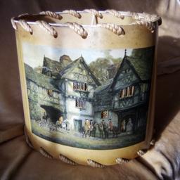 antique lamp shade. when lit the light shines through the leaded windows. very slight damage to back of shade. collect please from oxenhope Bradford 22
