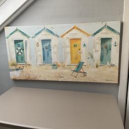 LARGE CANVAS PICTURE OF BEACH HUTS GREAT CONDITION PICK UP FROM CLEVELEYS