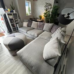 Bought less than 2 months ago
Moving house & doesn’t fit
Very big corner sofa that can be separated into 2
Excellent quality with 10 year frame guarantee
Footstool included (large)
Collection only
Will be packed in sofa bags for transportation
Very deep and comfy
Sofa is selling for £3399 new
Footstool is selling for £899 new