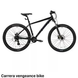 Carrera vengeance large frame mountain bike black in colour with rear mudguard. In good working condition