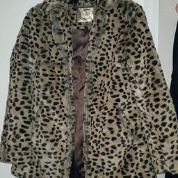 almost brand-new, excellent condition faux fur animal print coat