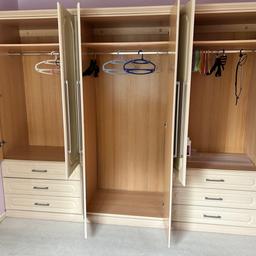 Good condition wooden combi wardrobe with mirrors for sale.
Buyer must dismantle and take away