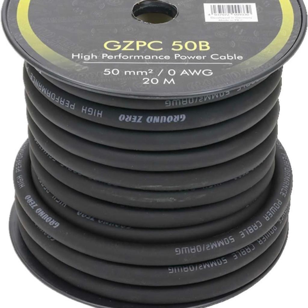 Ground Zero GZPC 50B Power Cable 50 mm2 20 m Black

Brand new cable. 2 available
• 50 mm2 High Quality CCA Power Cable - Black /
On
Roll - Highly Flexible Power Cable - 50 mm2 Cable
Cross Section - Black Insulation - Plastic Spool -
20 m
Spool
• 50 mm? / O AWG high quality CCA power wire
• 20 m / 65.62 ft
• Black transparent jacket
RRP over £150
Collection Brighton or U.K. postage